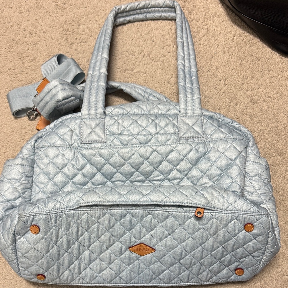 Mz wallace Light Blue Quilted nik duffle Bag - Picture 2 of 6